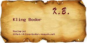 Kling Bodor névjegykártya
